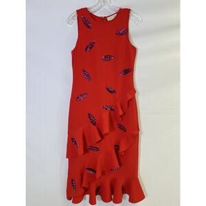 Sachin And Babi Red Pink Cocktail Party Dress Feminine Romance Size 4